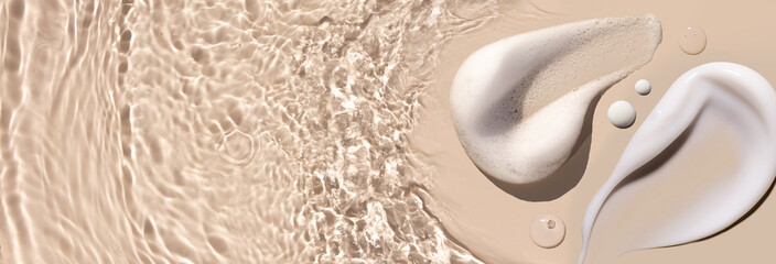 cosmetic cream smears, smooth and shiny texture, water texture ripple wave clean transparent water...