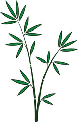 Fototapeta premium Lush green bamboo plant vector image featuring multiple leaves and slender stalks on a dark background