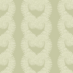 Pale Green Botanical Fern Stripes