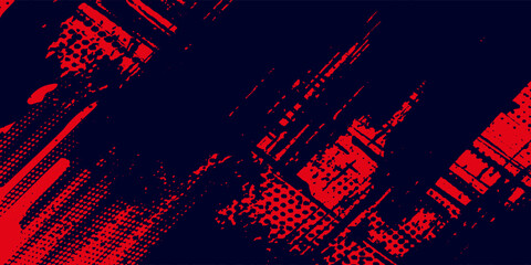 Halftone dots red and blue color pattern gradient grunge texture background. Dot pop art comic sport style vector illustration. grunge vector dots