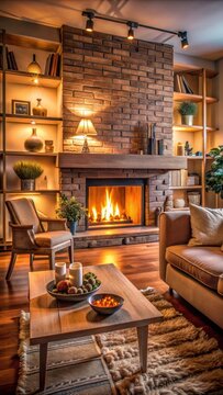 Cozy living room with a fireplace