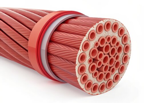 Intricate red muscle fibers under microscope