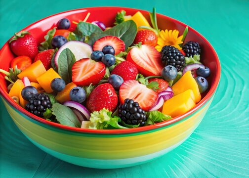 Vibrant green salad in a colorful bowl
