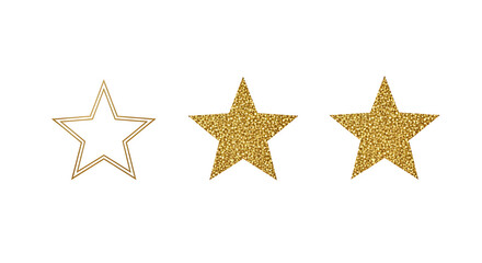 Three sparkling stars one outlined and two filled with glitter
