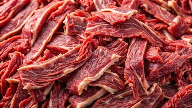 Aged beef slices being shredded