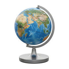 Globe Showing Asia and Africa on Stand on transparent background