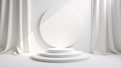 Elegant White Studio with Round Pedestal