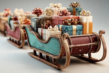 Christmas Sleigh Loaded with Gifts