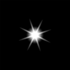 Ray Radiance Star Burst Effect.  Abstract White Light Flare Glow Background for Modern Digital Design