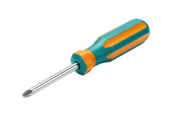 Isolated Phillips head screwdriver tool with plastic handle for home repair and construction