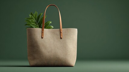 A conceptual rendering of a reusable shopping bag made from natural fibers, emphasizing sustainability
