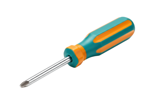 Isolated Phillips head screwdriver tool with plastic handle for home repair and construction