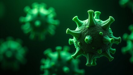 Microscopic Green Virus Cell Structure