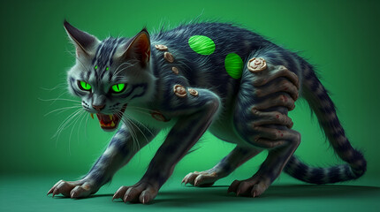 Ghastly feline with human arms