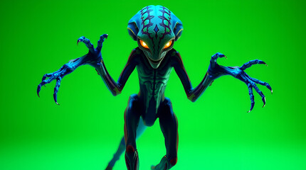 Sinister Alien Creature on Green Backdrop