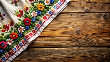 Traditional Proven?al costume with colorful embroidered flowers and leaves on a wooden table