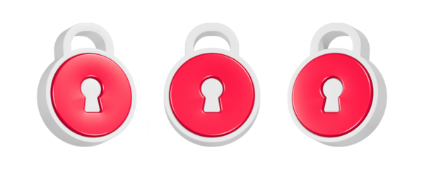 3d rendering icon red padlock button