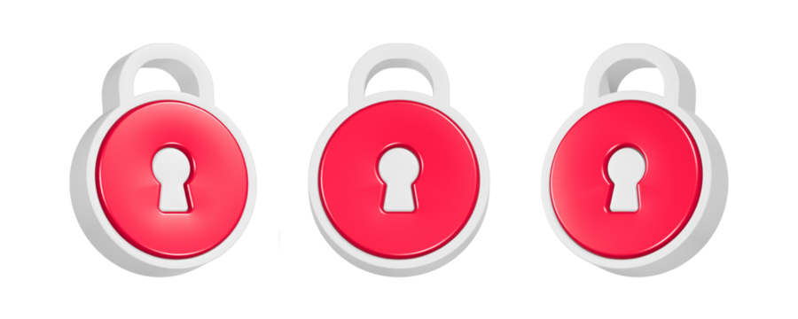 3d rendering icon red padlock button - Powered by Adobe