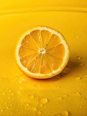 Fresh orange slice with water droplets on its surface in a crisp white background