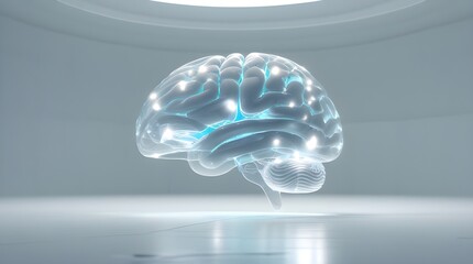 High-Tech 3D Render of AI Brain for Deep Learning and Innovation