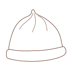 Cozy warm knitted hat doodle clipart. Vector illustration in trendy doodle style isolated on white background. Clothes for winter, New Year and Christmas designs. Exclusive design element, badge, icon