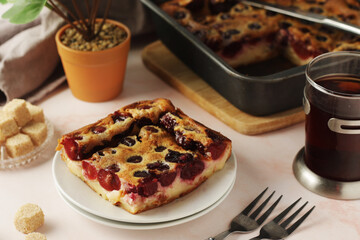 A traditional French pie with cherry clafouti