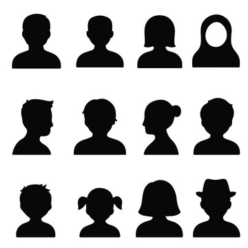 Diverse people avatar silhouettes set for user profiles, web design