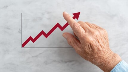 A symbolic scene of an elderly hand and a floating demographic chart, representing the shifting population structure. The continuously increasing elderly population