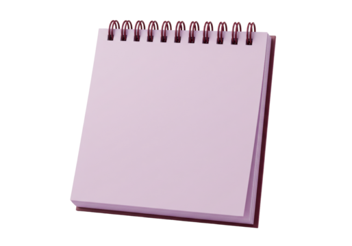 Isolated blank top-bound notebook with ring binder, simple note pad, flat lay style stationery