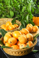 Fresh Yunnan Mountain Loquats in Wicker Baskets - Sweet Organic Fruit Display