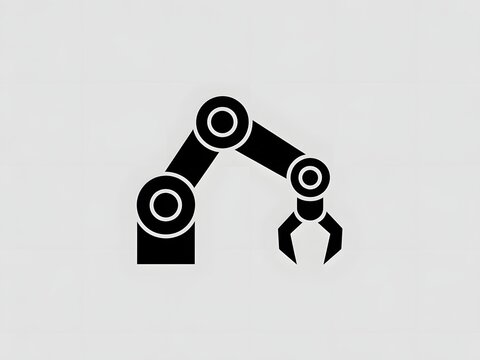 Industrial robotic arm icon with gripper