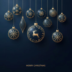 Festive christmas tree covered in snow with a golden gift box and happy new year greeting