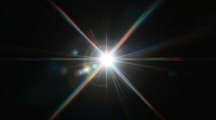 Strong central lens flare with radial light streaks