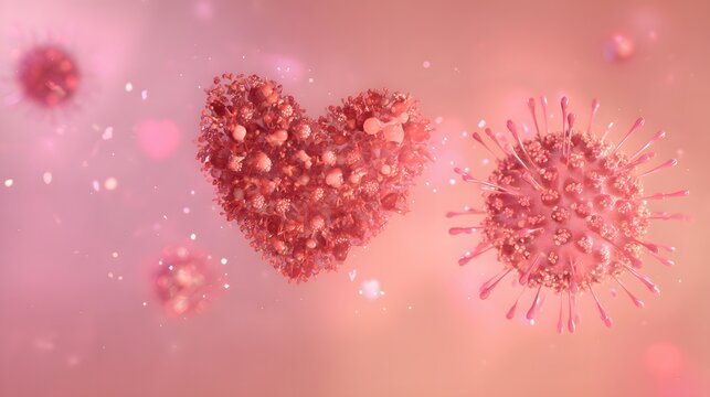 Heartfelt Coronavirus Variants A Digital Valentine’s Day Concept of Love and Science