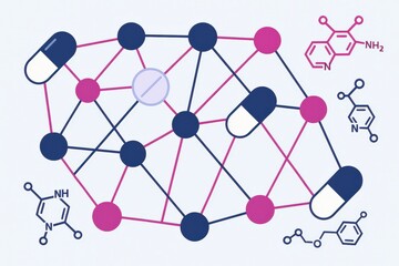 Visual representation of molecular structures and interactions showcasing pharmaceutical elements and chemical compounds illustrating the intricate relationship between medication and biology