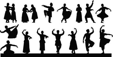 Indian Classical Dance Dancer Folk Culture Performance Art Silhouette Traditional Vector