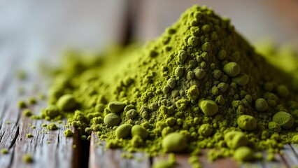 Vibrant Green Matcha Powder Pile