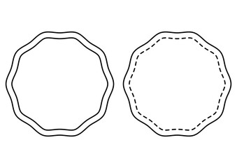 デコレーションラベル・波線と点線で描かれた丸いフレームセット