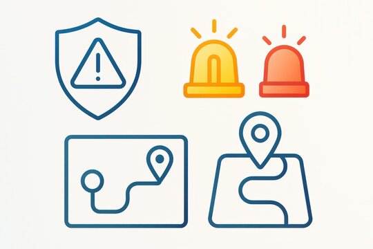 Visual representation of alert systems showcasing safety icons warning signals and location mapping for enhanced situational awareness and proactive emergency response measures
