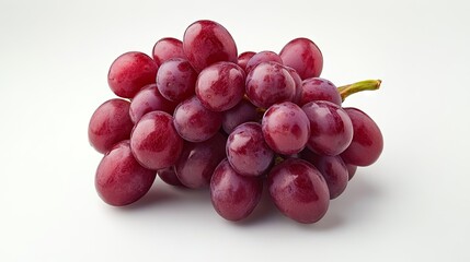 Fototapeta premium Bunch of glossy red grapes against pure white background