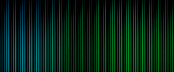 Futuristic neon texture with vibrant shades of blue green gradients and bright smooth fluted vertical lines. glass effect background.