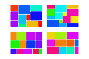 Abstract colorful geometric blocks pattern, vibrant background.
