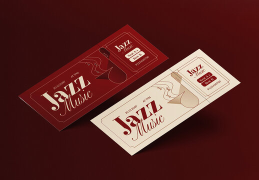 Red Elegant Modern Jazz Music Ticket