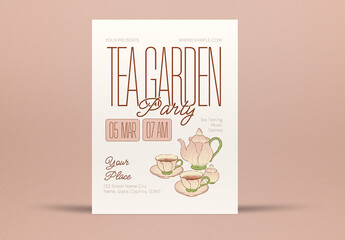 Pink Hand Drawn Tea Garden Party Flyer Layout