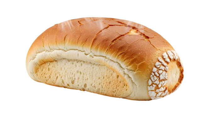 Golden brown crusty bread loaf with a soft white interior isolated on a transparent background - Powered by Adobe
