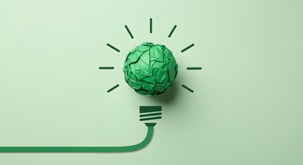 Creative green idea concept with paper lightbulb for eco-friendly solutions and sustainable innovation in a modern and visually appealing design