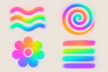 Obraz premium Colorful abstract art featuring vibrant wavy lines and spirals embodying creativity and youthful energy combined with a playful floral motif and contemporary brush strokes evoking modern design