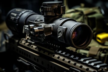 Rifle with an optical scope attachment and picatinny rail for military or hunting