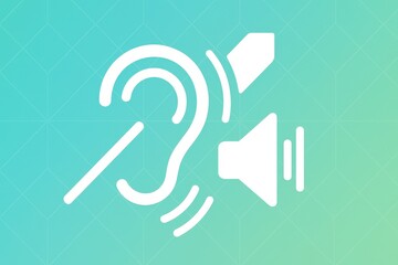Graphic depiction of sound and hearing symbolizing auditory awareness showcasing an ear with sound waveforms and speaker elements presented on a soft gradient background