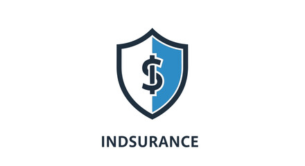 Modern shield logo design featuring a dollar sign symbol in the center, with a blue and white color scheme, representing financial security and protection